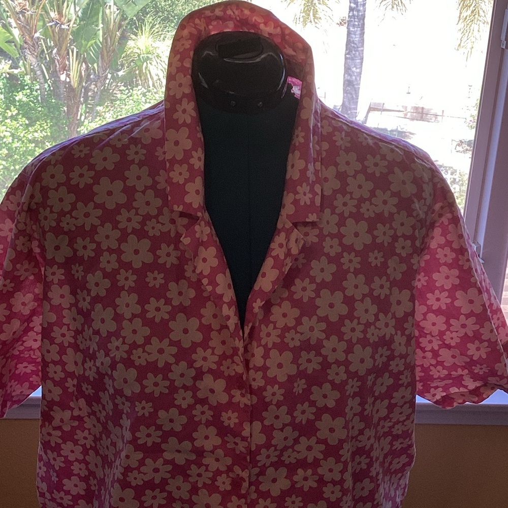 Divided Pink Floral Women’s Button Down Shirt - Picture 2 of 6